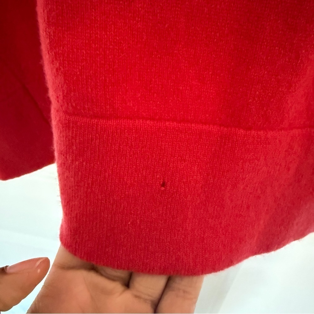 Vince Cashmere Pleated Sleeve Crew Sweater Poppy Orange Red - Picture 9 of 9